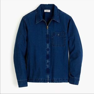 J.CREW MEN'S WALLACE & BARNES BLUE ZIP-FRONT RIPSTOP SHIRT JACKET / SMALL S